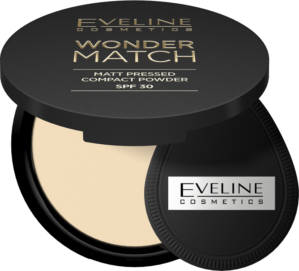 Eveline Wonder Match Matowy Puder Prasowany z Filtrem Ochronnym SPF30 Nr 02 Medium Beige 8g