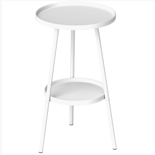 Outsunny Two-Tier Metal Garden Table - White