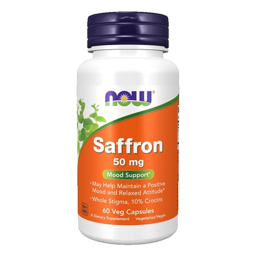Now Foods Saffron 50mg Szafran Spokojny Sen i Relaks 60 Kapsułek