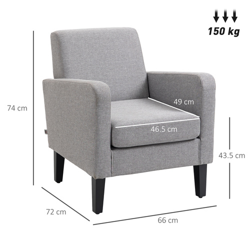 HOMCOM Linen-Look Boxy Armchair - Light Grey