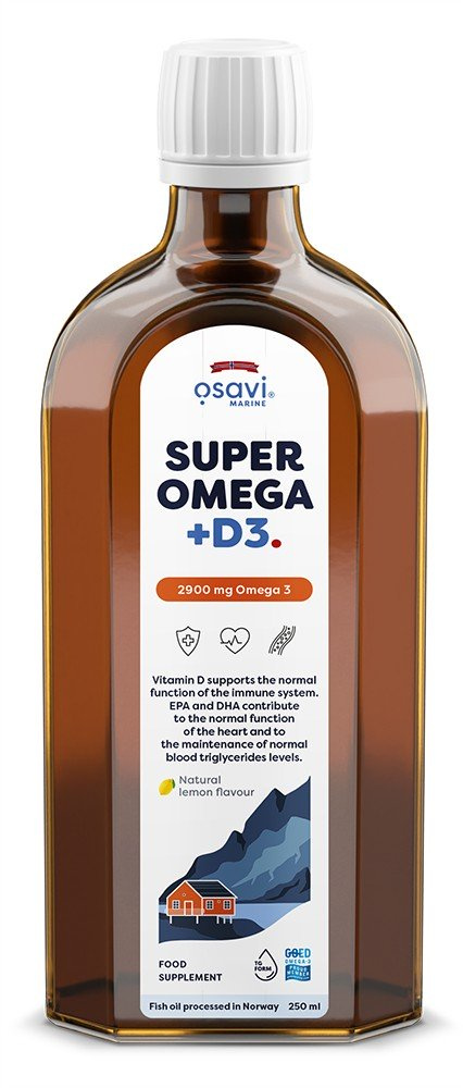 Osavi Super Omega + D3 2900mg Omega 3 Liquid Fish Oil with Lemon Flavour for Heart and Immunity Support 250ml