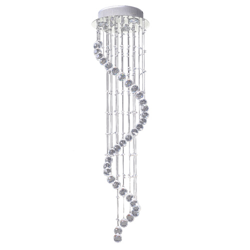 HOMCOM Modern Crystal Chandelier Ceiling Light Pendant Lamp Chrome Finish Glass Droplets New, Ф30 x 120cm