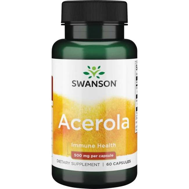 Swanson Acerola 500mg Wspiera Układ Odpornościowy 60 Kapsułek