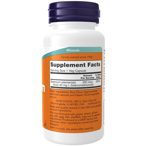 Now Foods Selenium 200mcg Selenium Supports Immune System Health Hair Skin & Nails 180 Vcapsules