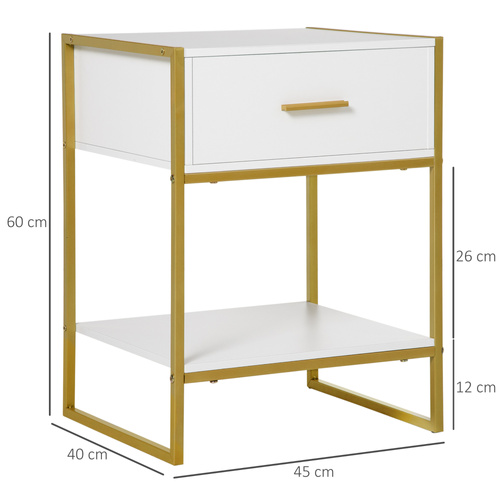 HOMCOM Modern Bedside Table - White