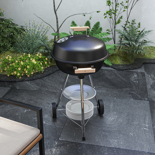 Outsunny Portable Round Kettle Charcoal Grill BBQ Smoker with Lid Outdoor Heat Control Party Patio Barbecue Garden