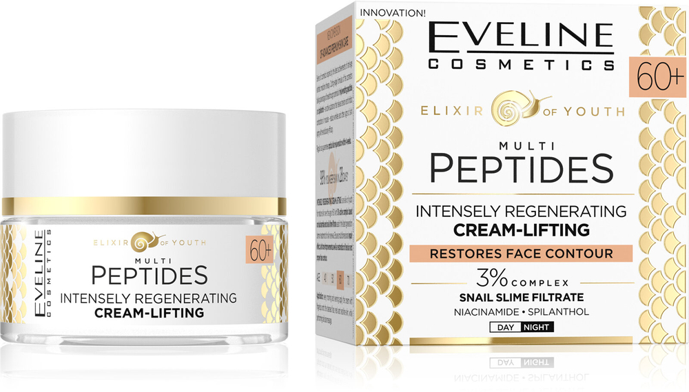 Eveline Elixir Of Youth Multi Peptydy Intensywnie Regenerujący Krem-Lifting  dla Skóry Dojrzałej 60+ 50ml