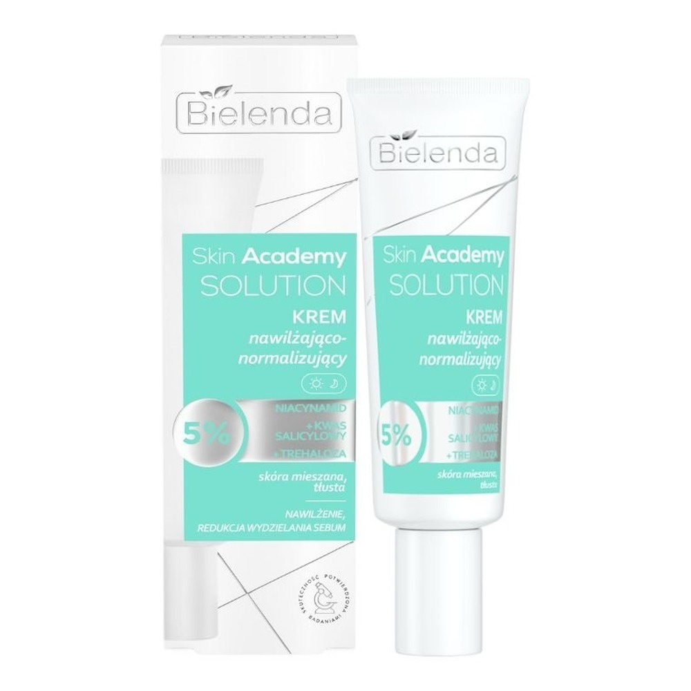 Bielenda Skin Academy Solution Moisturizing - Normalizing Cream 5% Niacinamide with Salicylic Acid and Trehalose for Oily and Combination Skin for Day and Night 50ml