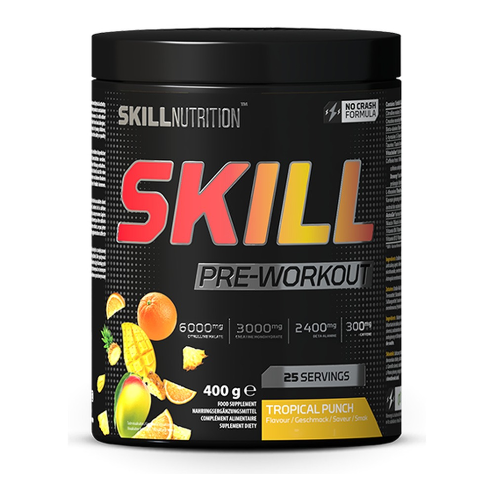 Skill Nutrition Skill Pre-Workout Tropical Punch Pre-Workout Powder for Energy and Performance 400g