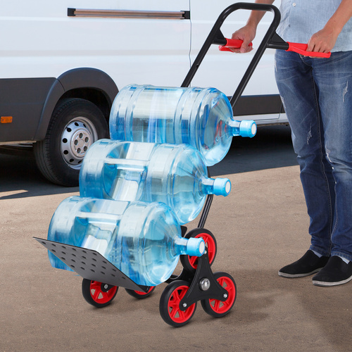 DURHAND Stair Climbing Hand Truck, Heavy Duty Foldable Trolley on Wheels, Multi-Purpose Sack, Steel Truck Moving Trolley, 120kg, Red