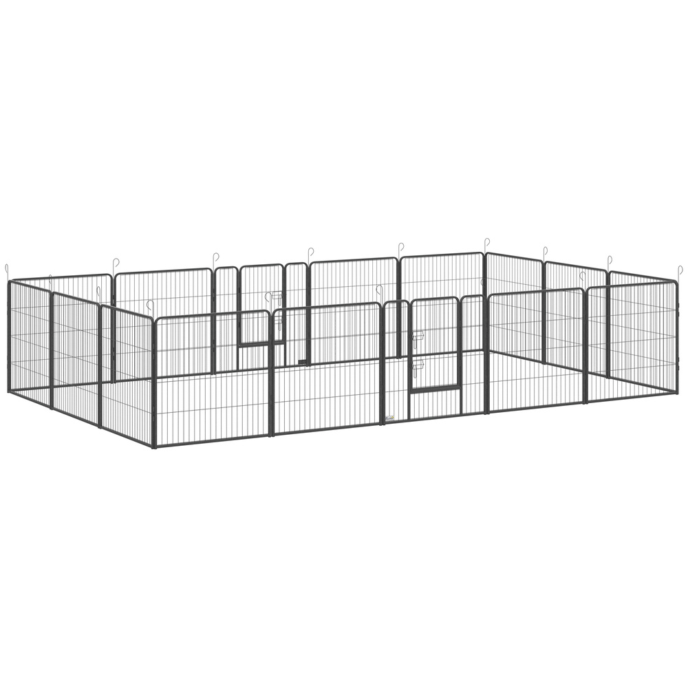 PawHut 16 Panels Heavy Duty Puppy Playpen, for Small and Medium Dogs, Indoor and Outdoor Use - Grey