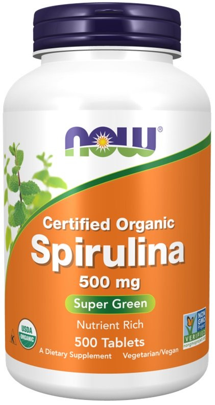 Now Foods Spirulina 500mg Wspiera Układ Krążenia Immunologiczny i Detoksykację 500 Tabletek