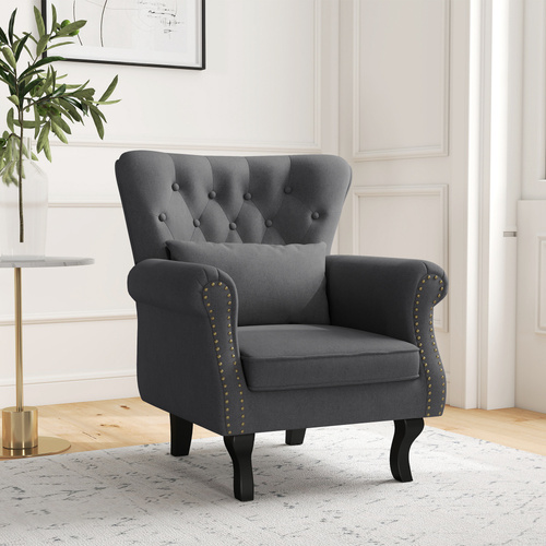 HOMCOM Chesterfield-Style Accent Chair - Grey