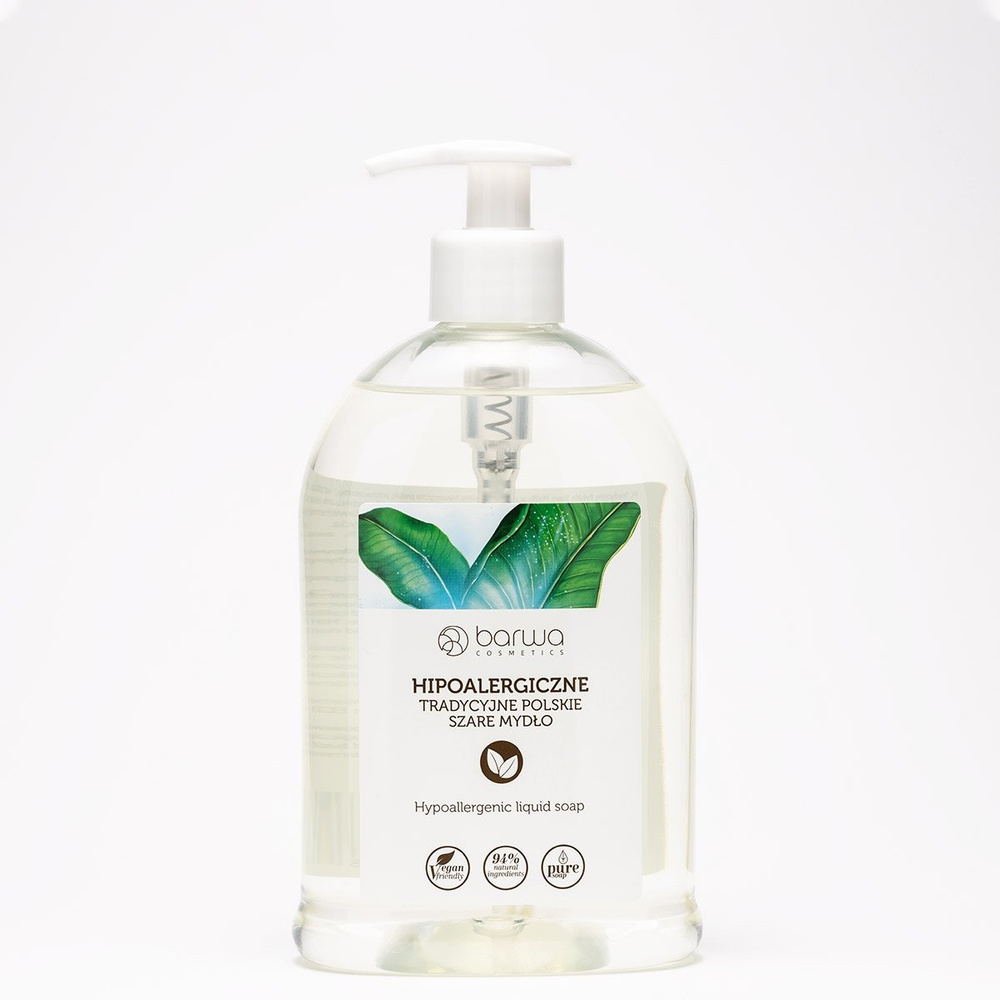 Barwa Hypoallergenic Traditional Polish Gray Soap for Sensitive Skin Prone to Allergies 500ml