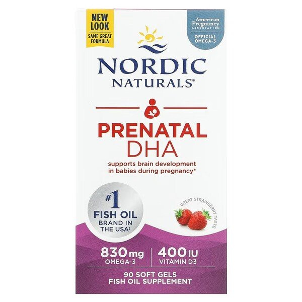 Prenatal DHA, 830mg Omega-3 + 400 IU D3 Strawberry - 90 softgels