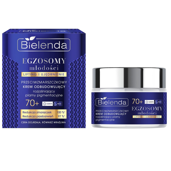 Bielenda Exosomes of Youth Anti-Wrinkle Regenerating Cream Brightening Pigmentation Spots 70+ for Mature Sensitive Skin for Day and Night 50ml