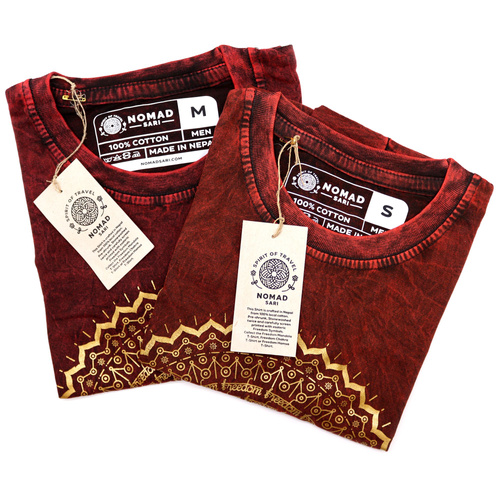 Medium Stone Washed T-Shirt - Mandala - Maroon