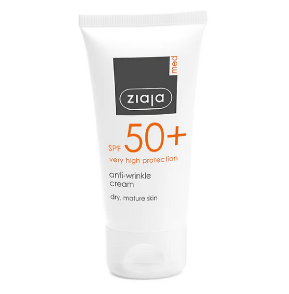 Ziaja Med Kuracja Ochronna Przeciwzmarszczkowy Krem do Twarzy SPF50+ UVA UVB dla Skóry Suchej Dojrzałej 50ml
