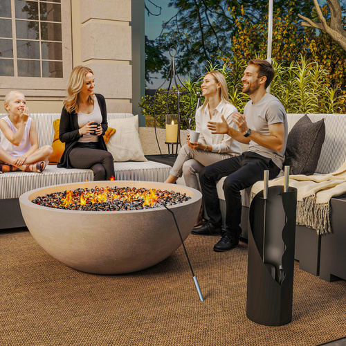 Outsunny 4 Pieces Fireplace Tools Set, Metal Fireplace Accessories Fireside Companion Set with Broom, Shovel, Poker and Bucket, Black