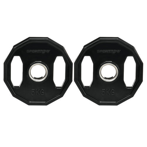 SPORTNOW Olympic Weight Plates Set, Metal and Rubber Bumper Plates Weights Discs with 2"/5cm Holes, for Home Gym Weight Lifting Strength Training, 2 x 5kg, Black