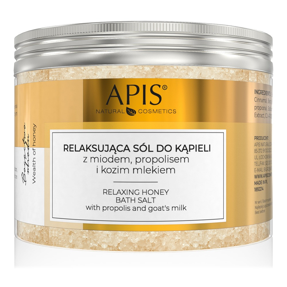 Apis Relaksująca Sól do Kąpieli z Miodem i z Kurkumą dla każdego Rodzaju Skóry 650g