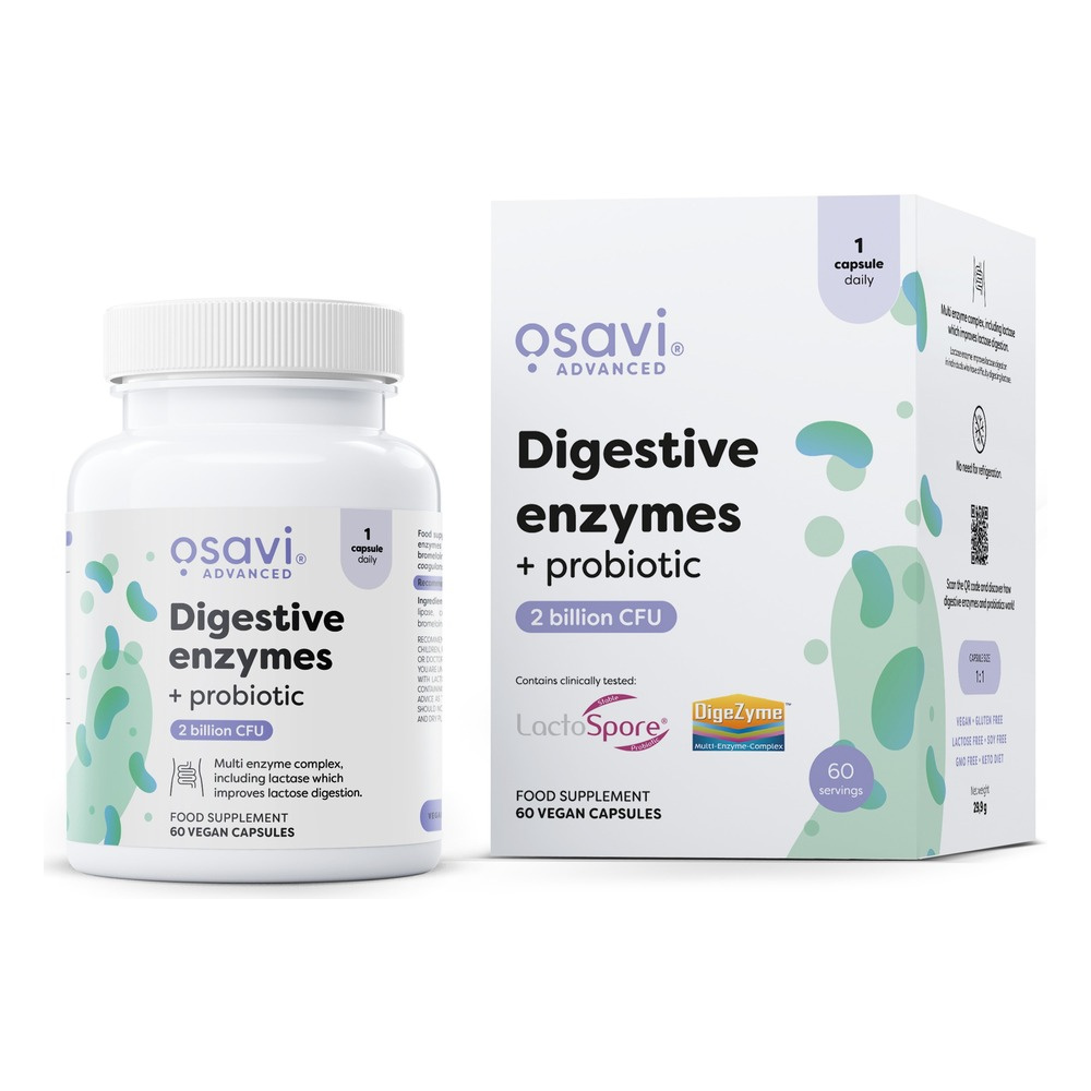Osavi Digestive Enzymes + Probiotic 60 Vegan Caps