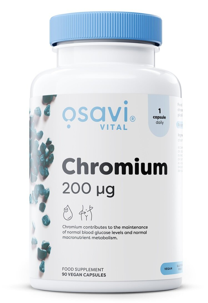 Osavi Chrom 200mcg 90 wegańskich kapsułek na wsparcie poziomu cukru we krwi