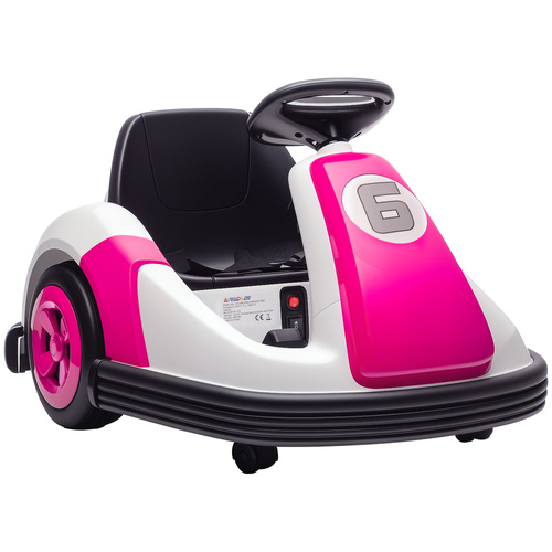 AIYAPLAY Kids Bumper Car with 360-Degree Rotation, 6V Electric Ride On Car with Music and Horn for 3-8 Years Old, Pink