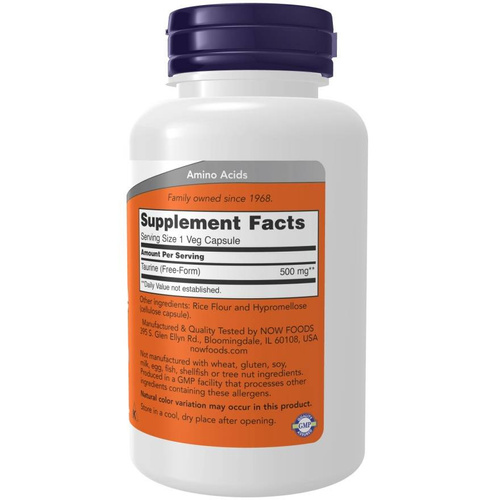 Now Foods Taurine 500mg Supports Healthy Vision 100 Capsules