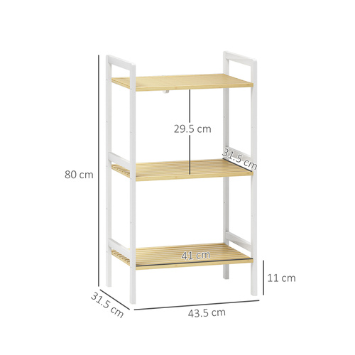 HOMCOM Three-Tier Bamboo Adjustable Shelf Storage Unit