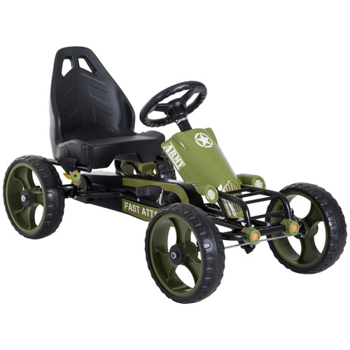 HOMCOM Kids Children Pedal Go Kart Ride On Racer Braking System Adjustable Seat Green