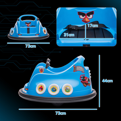 AIYAPLAY Angry Bird Licensed Waltzer Car, 12V Kids Bumper Car w/ Joysticks, Remote, Music LED Lights, Blue