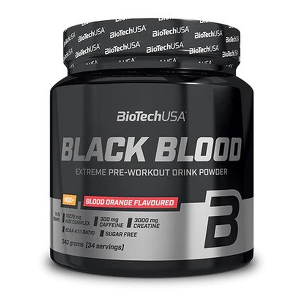 BioTechUSA Black Blood NOX+ Przedtreningówka, Czerwona pomarańcza 340g