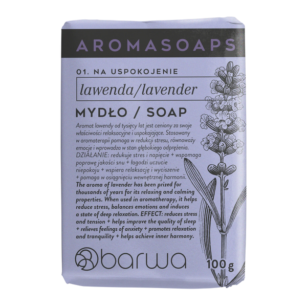 Barwa Aroma Soaps Na Uspokojenie Mydło w Kostce Lawenda do Codziennego Stosowania 100g
