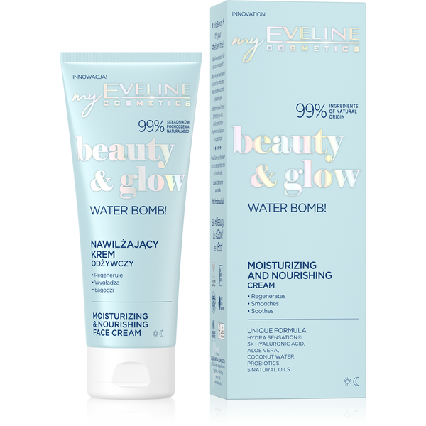 Eveline Beauty & Glow Water Bomb! Krem Nawilżająco-Odżywczy dla Skóry Suchej i Odwodnionej 75ml