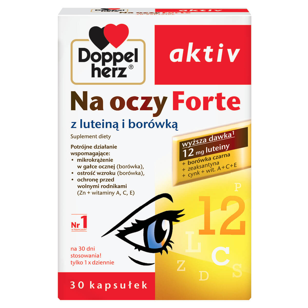 Doppelherz Activ na Oczy Forte Wspomaga Prawidłowe Widzenie Luteina 30 Kapsułek