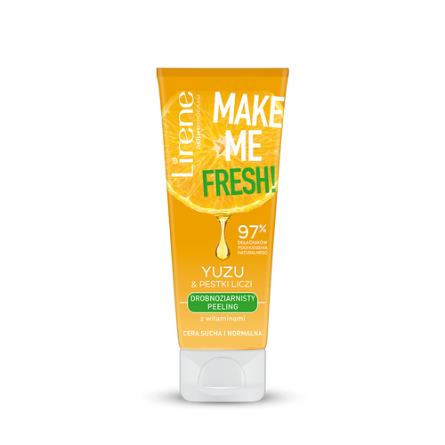 Lirene Make Me Fresh! Drobnoziarnisty Peeling z Witaminami dla Skóry Suchej i Normalnej Yuzu & Pestki Liczi 75ml