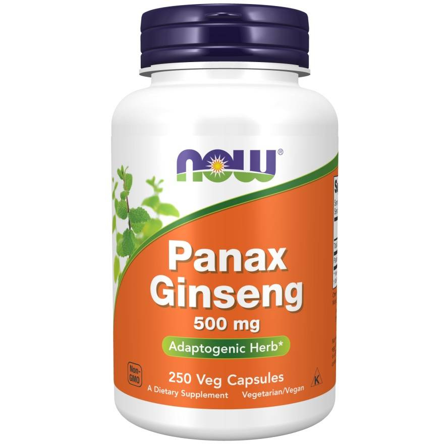 Now Foods Panax Ginseng 500mg Korean Ginseng Strengthens the Body 250 Capsules