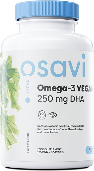 Osavi Omega-3 Vegan 250mg DHA 120 vegan softgels for brain and vision support