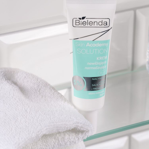 Bielenda Skin Academy Solution Moisturizing - Normalizing Cream 5% Niacinamide with Salicylic Acid and Trehalose for Oily and Combination Skin for Day and Night 50ml