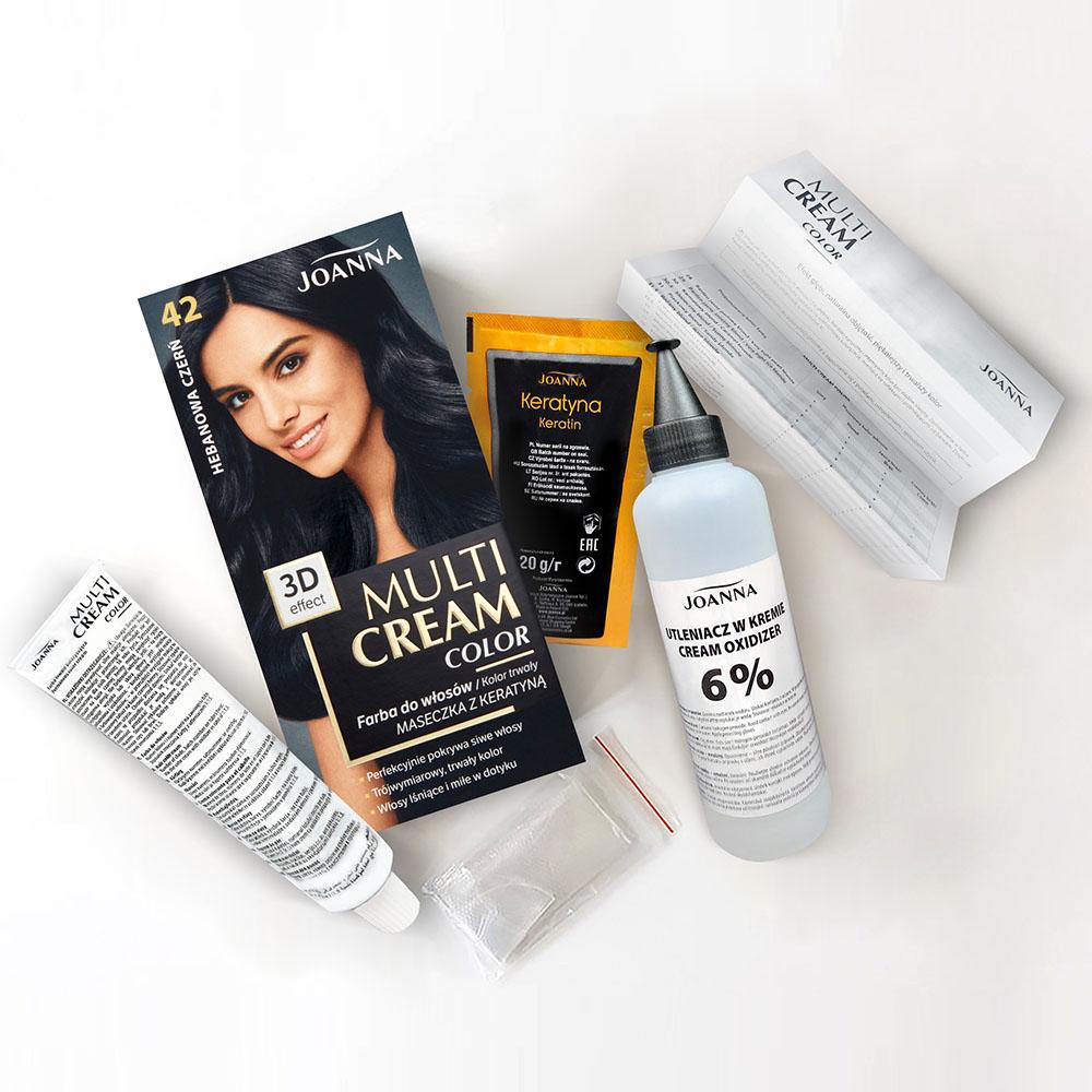 Joanna Multi Cream Color Farba do Włosów z Efektem 3D z Długotrwałym Efektem Nr 42 Hebanowa Czerń 1 Sztuka
