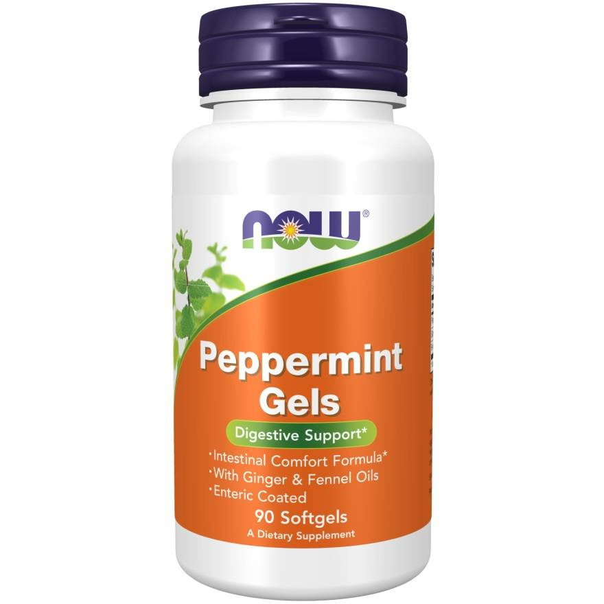 Now Foods Peppermint Gels Supports Digestive System Function 90 Capsules