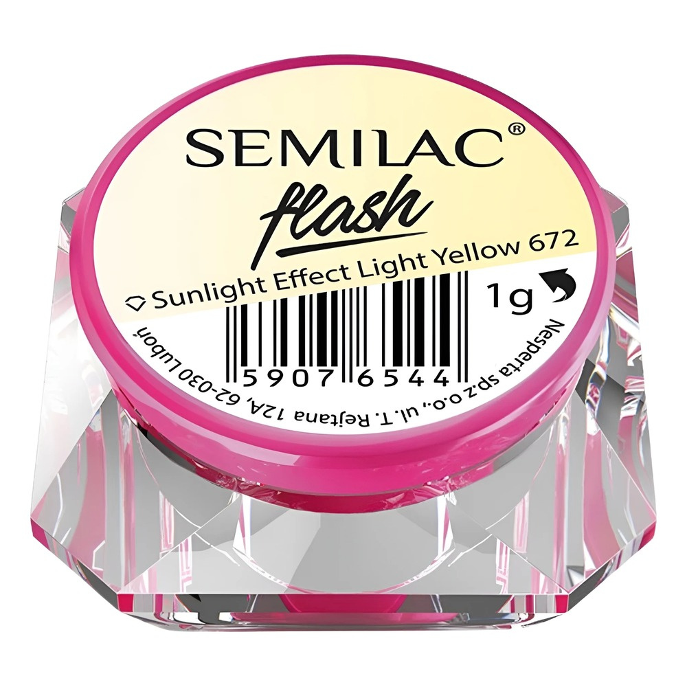 Semilac Flash Sunlight Effect - 672 Light Yellow Nail Powder 672 1g