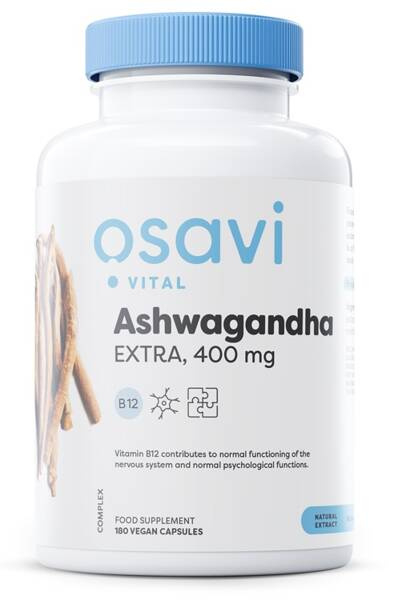 Osavi Ashwagandha Extra 400mg 180 kapsułek wegańskich na witalność i stres