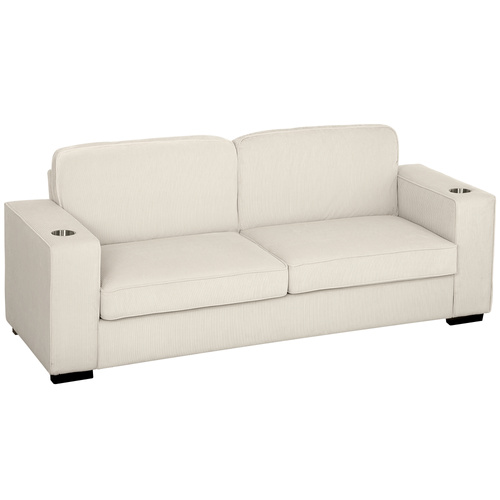 HOMCOM Three-Seater Corduroy Sofa - Cream White