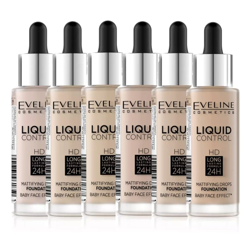 Eveline Liquid Control HD Foundation with Niacinamide in Dropper No. 02 Soft Porcelain 32ml