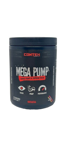 Conteh Sports Mega Pump Przedtreningówka w Proszku Bez Stymulantów Na Skupienie i Pompę Mięśniową 400g