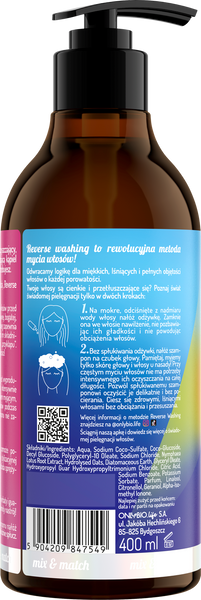 OnlyBio Reverse Washing Szampon Mocny Dogłębnie Oczyszczający 400ml