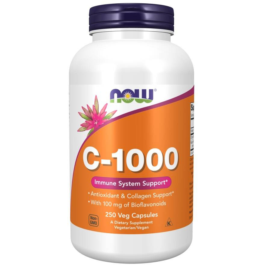 Now Foods Vitamin C-1000 Bioflavonoids and Rutin Supports Immunity Bones and Joints 250 Vcapsules