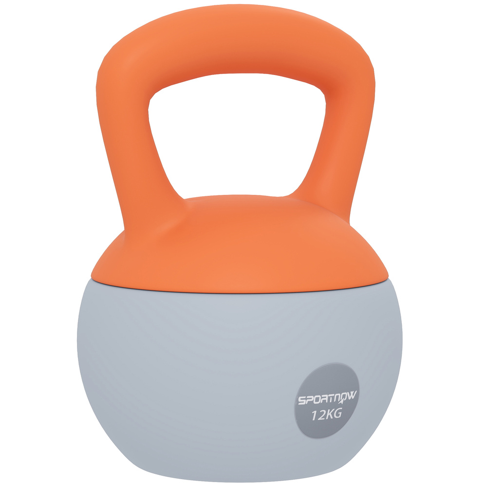 SPORTNOW 12KG Soft Kettlebell, Kettlebell with Non-Slip Handle for Home Gym, Weight Lifting, Strength Training, Orange/Grey